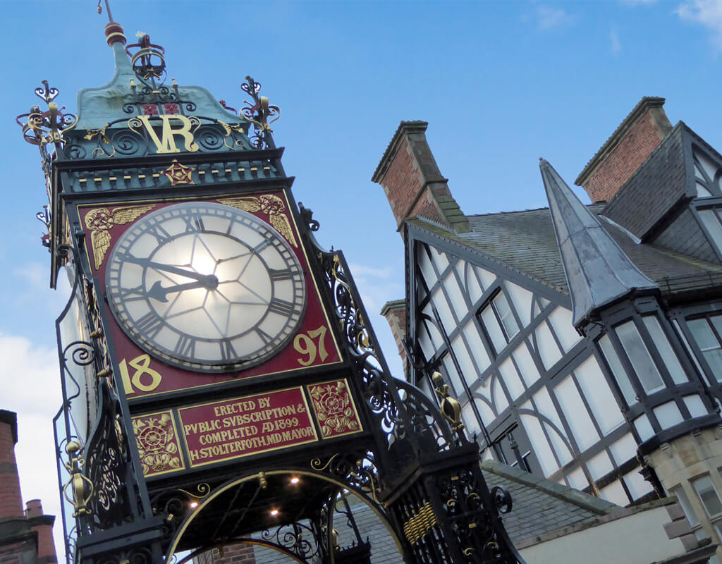 A photograph of Chester in the sunshine