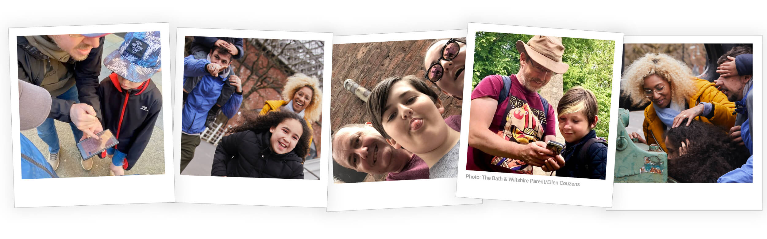 A family perched on a sculpture on a city treasure hunt